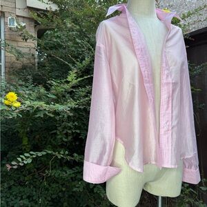 Oneska Handmade Sheer Pink Tencel Collared Blouse – Modest & Feminine